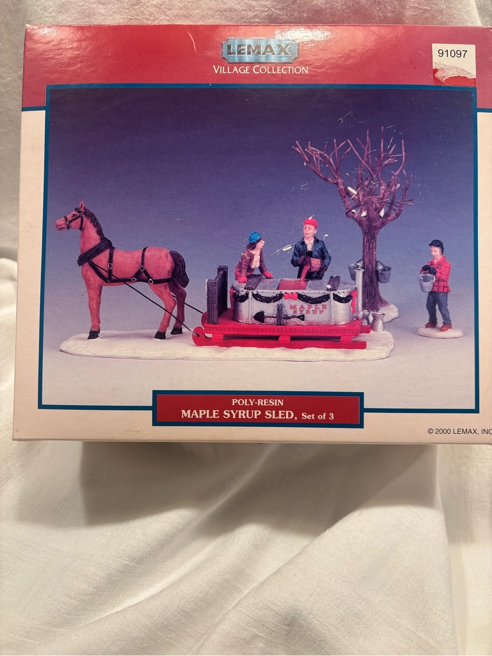 Lemax Maple Syrup Sled Set with Red Sled and Brown Horse
